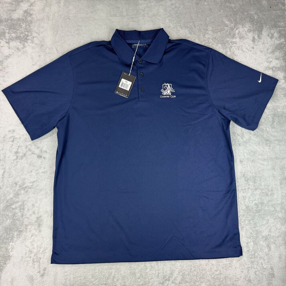 NWT Nike Golf Mens XXL Dri-Fit Polo Shirt Athletic UV Protective Navy Blue